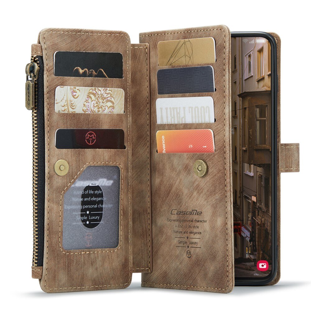 Samsung Galaxy S23 Plus Zipper Wallet Book Cover Brown