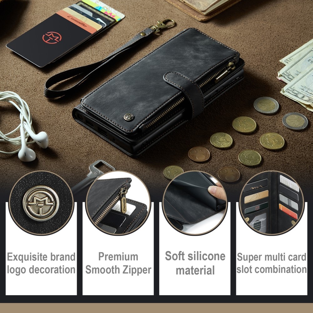 Samsung Galaxy S23 Ultra Zipper Wallet Book Cover Black