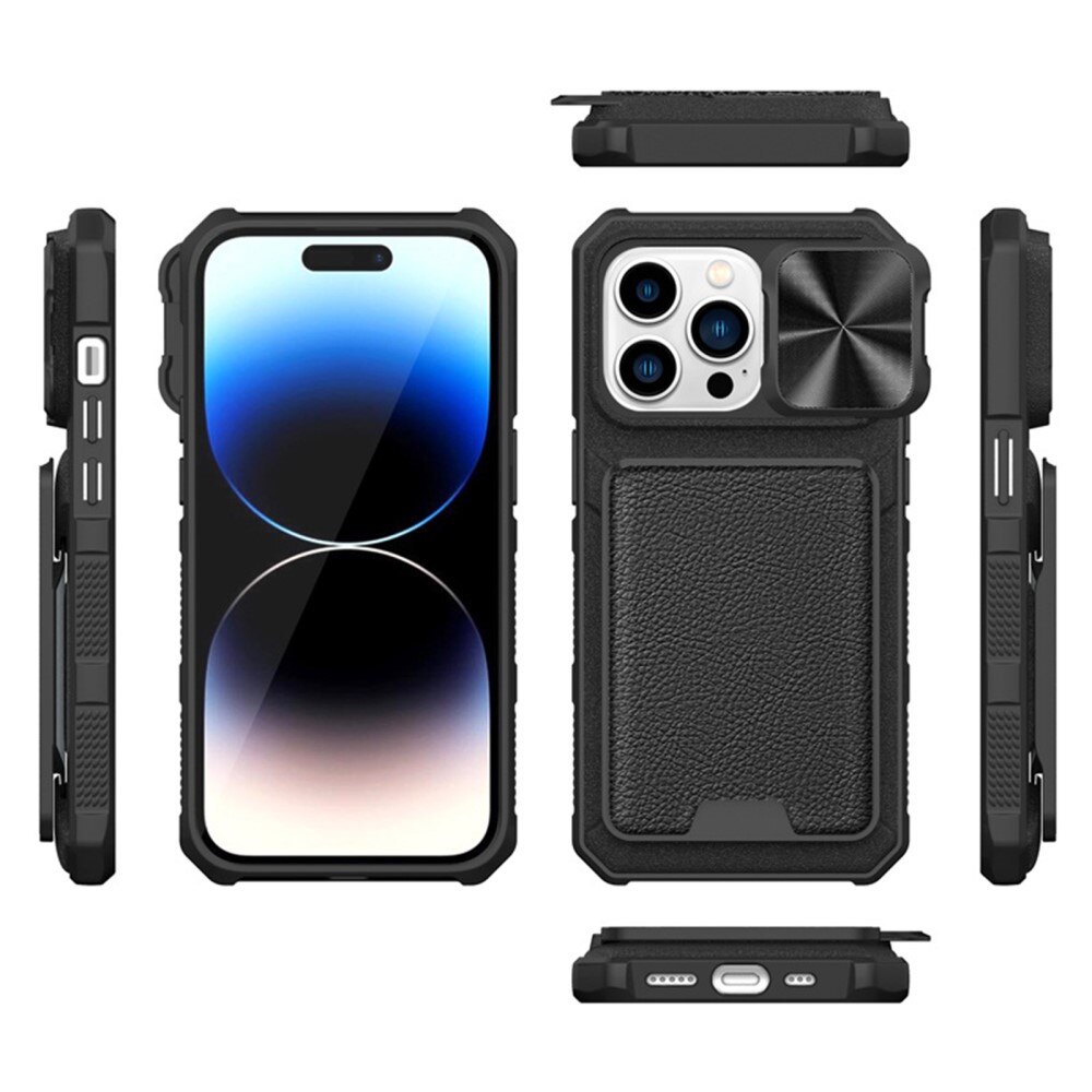 iPhone 14 Pro Hybrid Case Camera Protector w. Card Slot Black