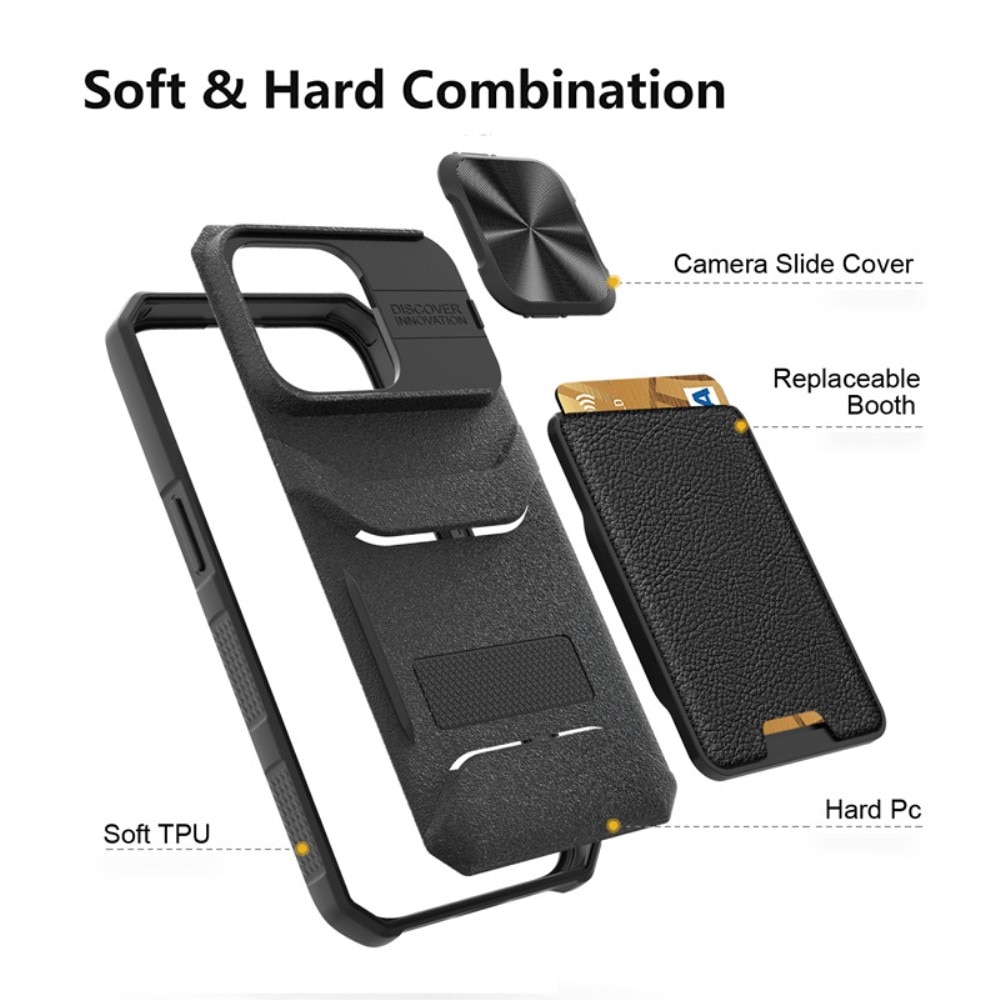 iPhone 14 Pro Hybrid Case Camera Protector w. Card Slot Black