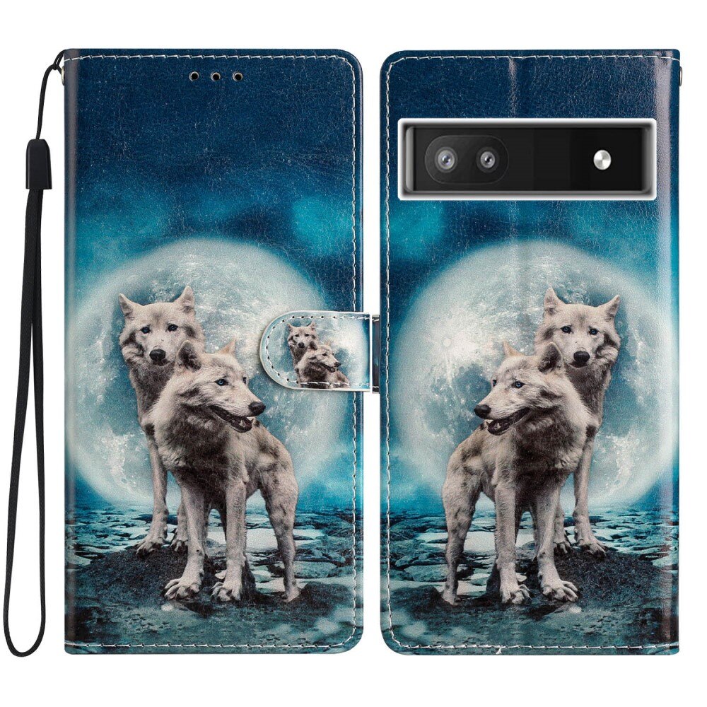 Google Pixel 6a Wallet Book Cover Wolves