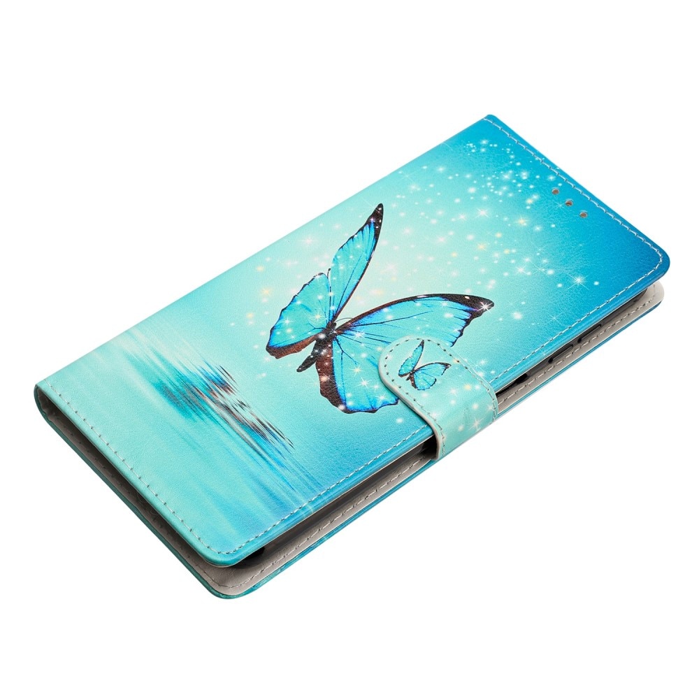 Google Pixel 6a Wallet Book Cover Blue Butterflies