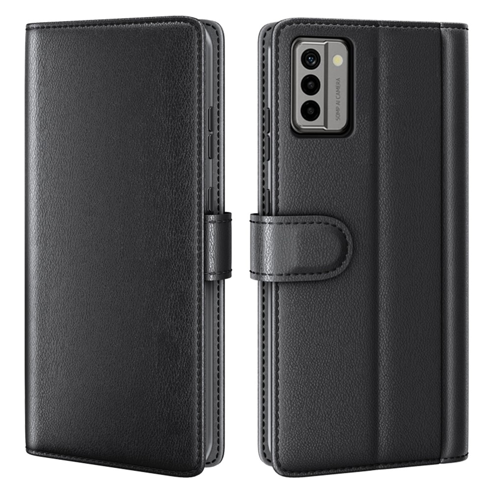 Nokia G22 Genuine Leather Wallet Case Black