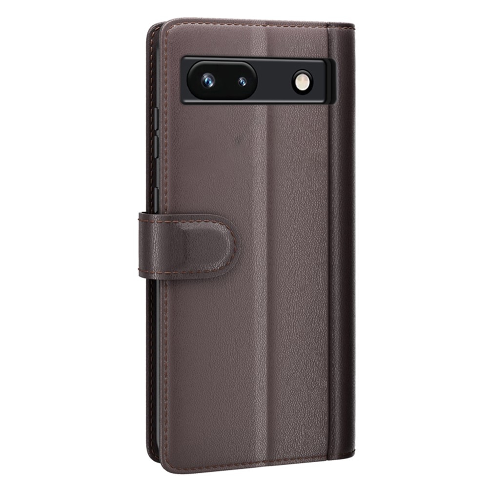 Google Pixel 7a Genuine Leather Wallet Case Brown