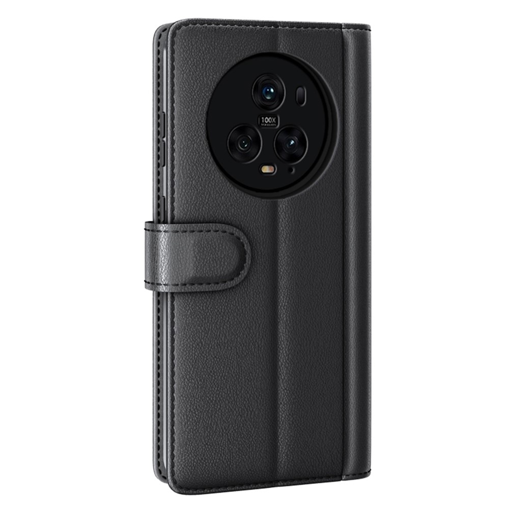 Honor Magic5 Pro Genuine Leather Wallet Case Black