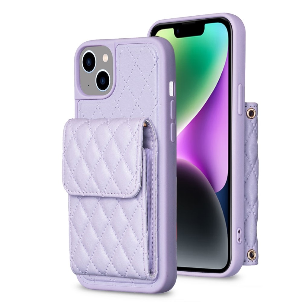 Quilted case with wallet iPhone 14 Purple