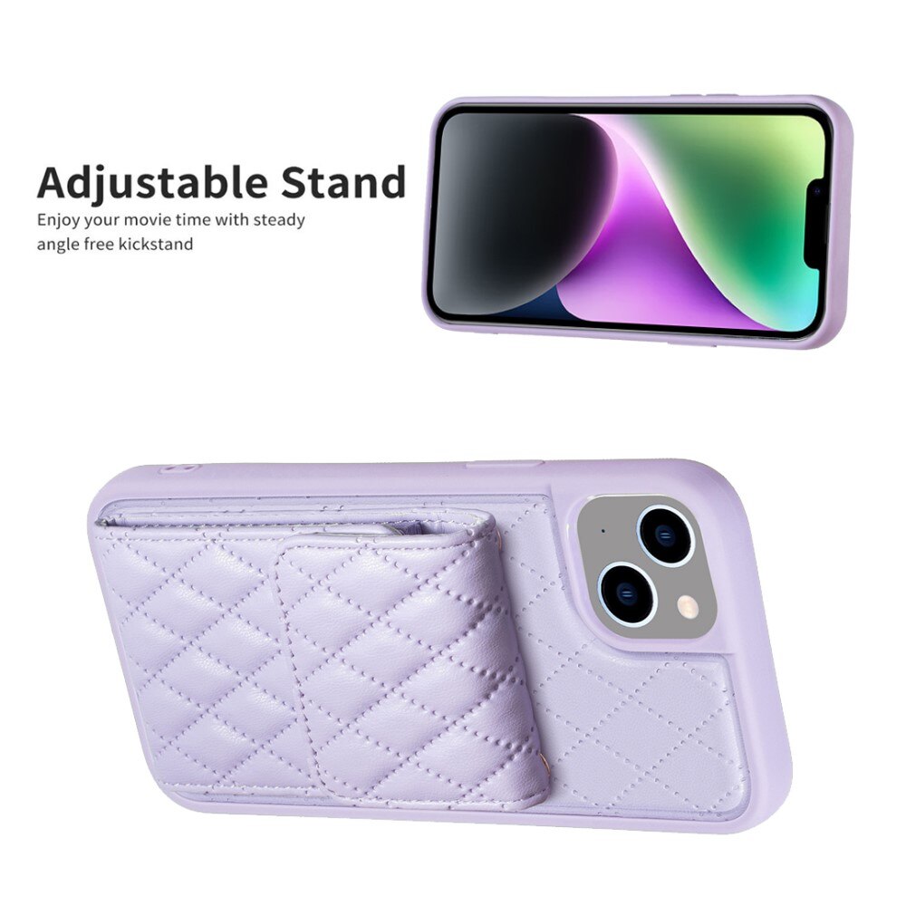 Quilted case with wallet iPhone 14 Purple