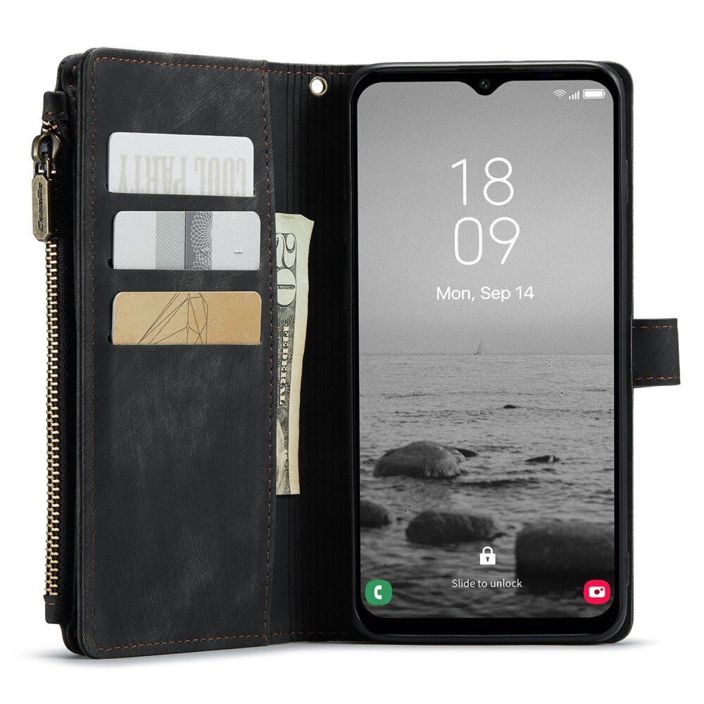 Samsung Galaxy A54 Zipper Wallet Book Cover Black