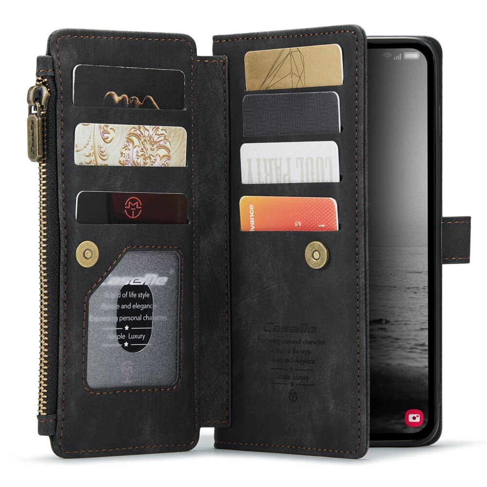 Samsung Galaxy A54 Zipper Wallet Book Cover Black