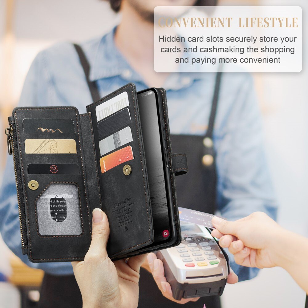 Samsung Galaxy A54 Zipper Wallet Book Cover Black