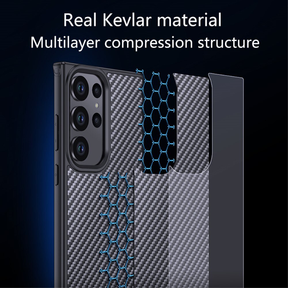 Hybrid Cover Kevlar MagSafe Samsung Galaxy S23 Ultra Carbon Fiber