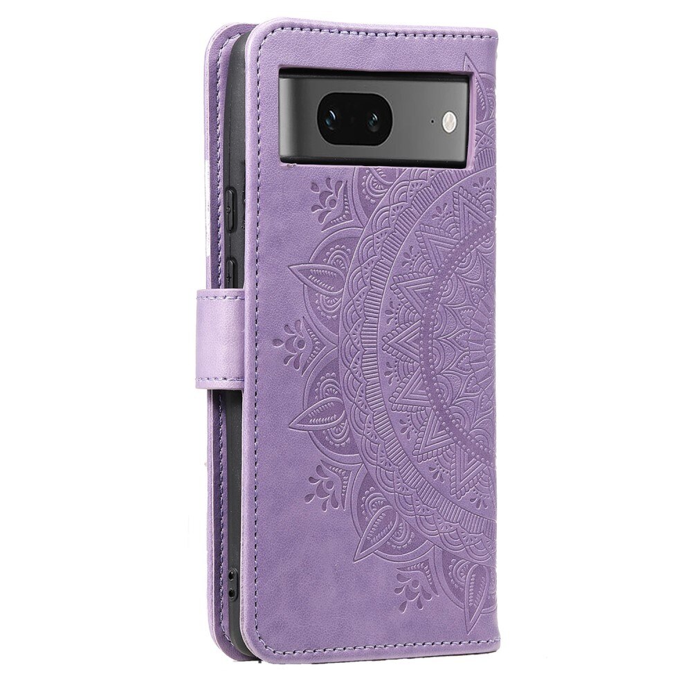 Google Pixel 8 Leather Cover Mandala Purple