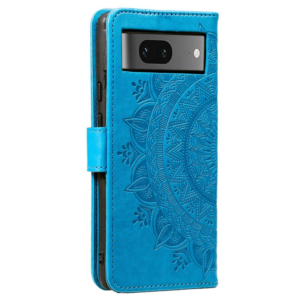 Google Pixel 8 Leather Cover Mandala Blue