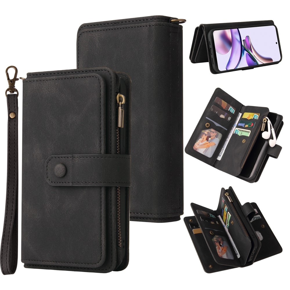 Motorola Moto G13 Leather Multi Wallet Black