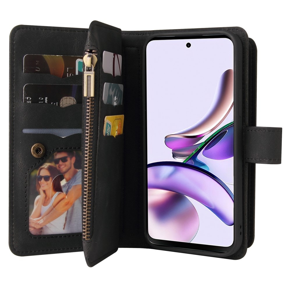 Motorola Moto G13 Leather Multi Wallet Black