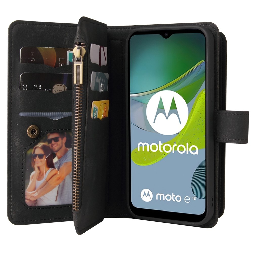 Motorola Moto E13 Leather Multi Wallet Black