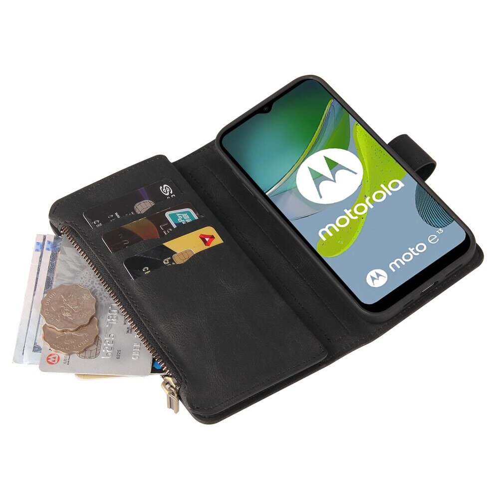 Motorola Moto E13 Leather Multi Wallet Black