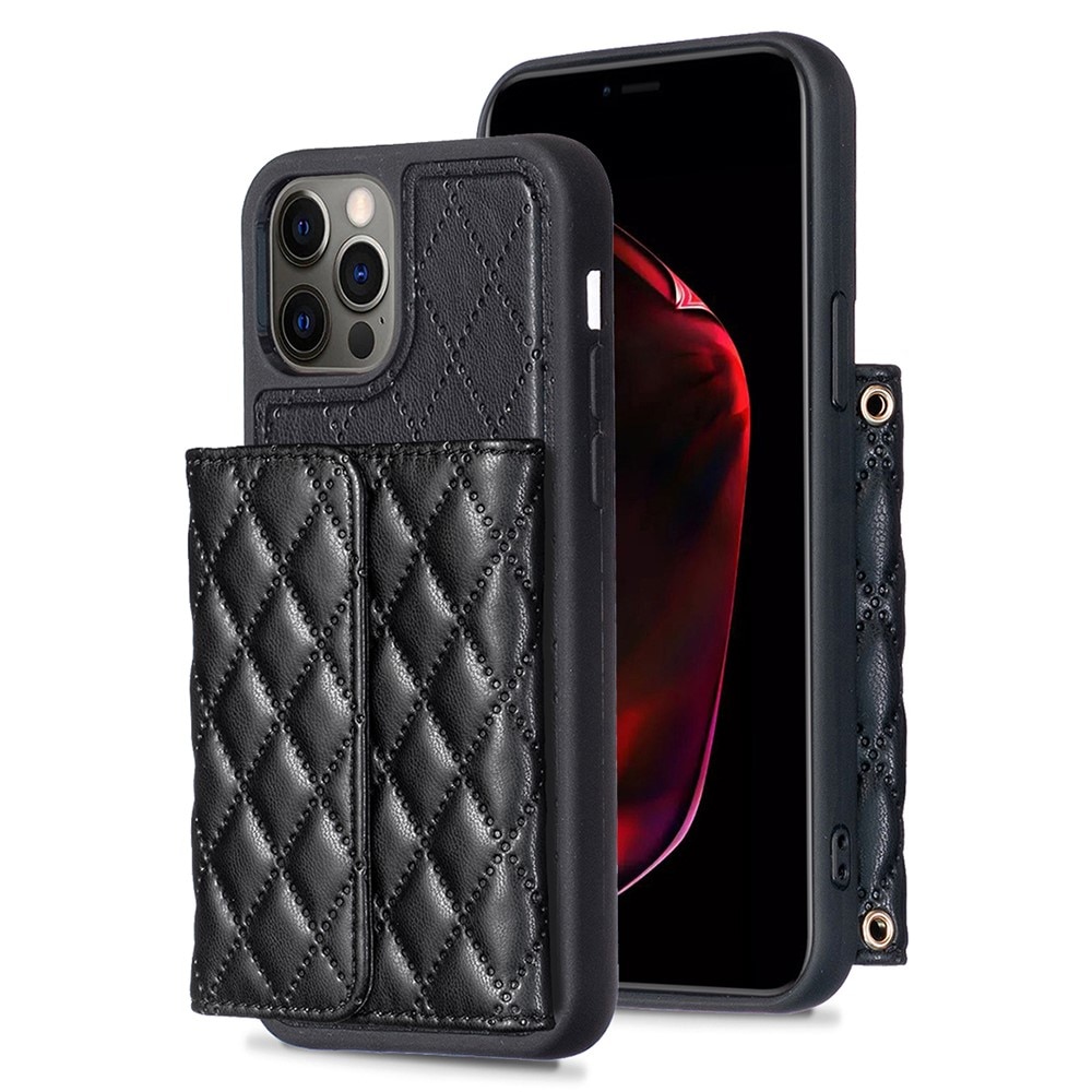 Quilted Case with Side Wallet iPhone 12/12 Pro Black