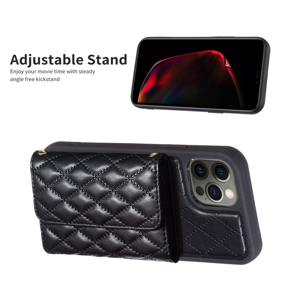Quilted Case with Side Wallet iPhone 12/12 Pro Black