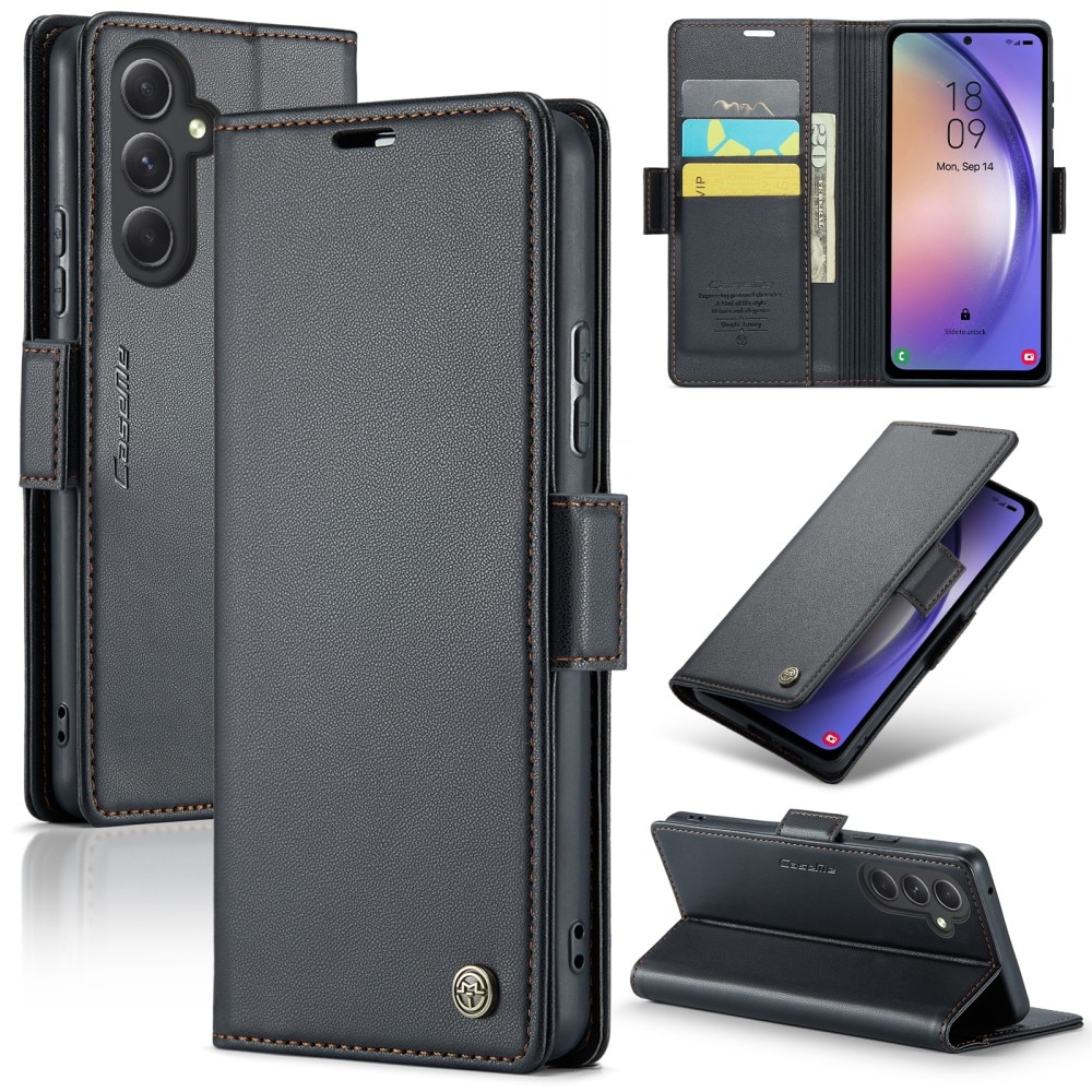 Samsung Galaxy A54 RFID blocking Slim Wallet Case Black