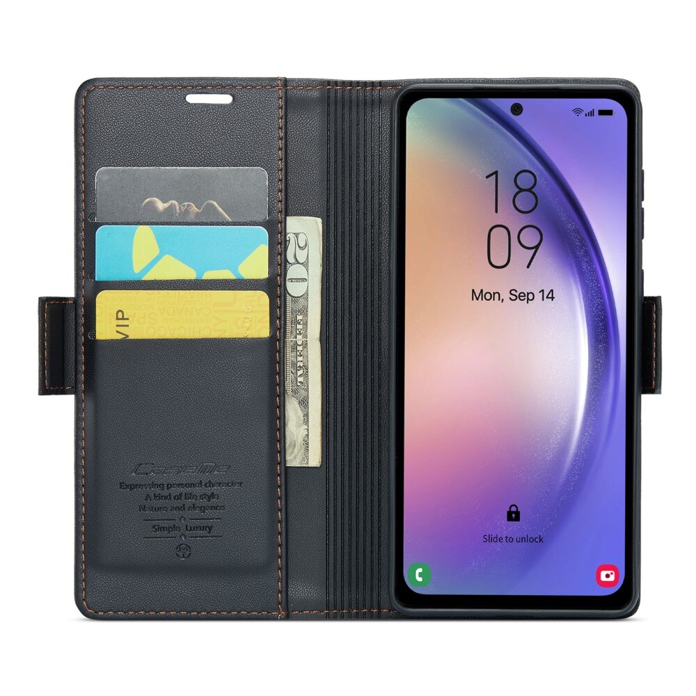 Samsung Galaxy A54 RFID blocking Slim Wallet Case Black