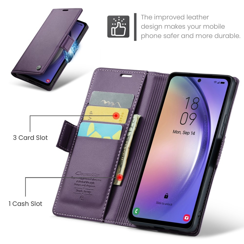 Samsung Galaxy A54 RFID blocking Slim Wallet Case Purple