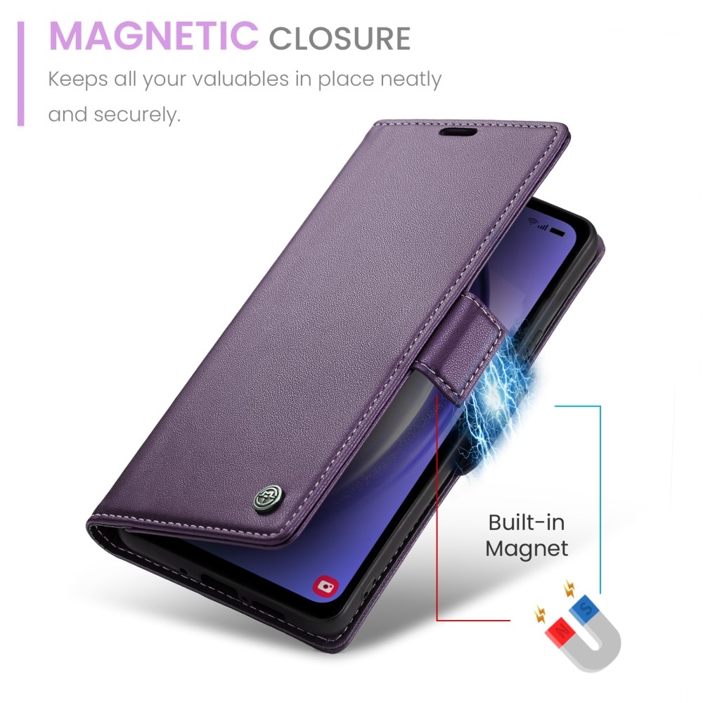 Samsung Galaxy A54 RFID blocking Slim Wallet Case Purple