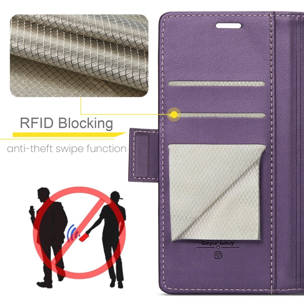 Samsung Galaxy A54 RFID blocking Slim Wallet Case Purple