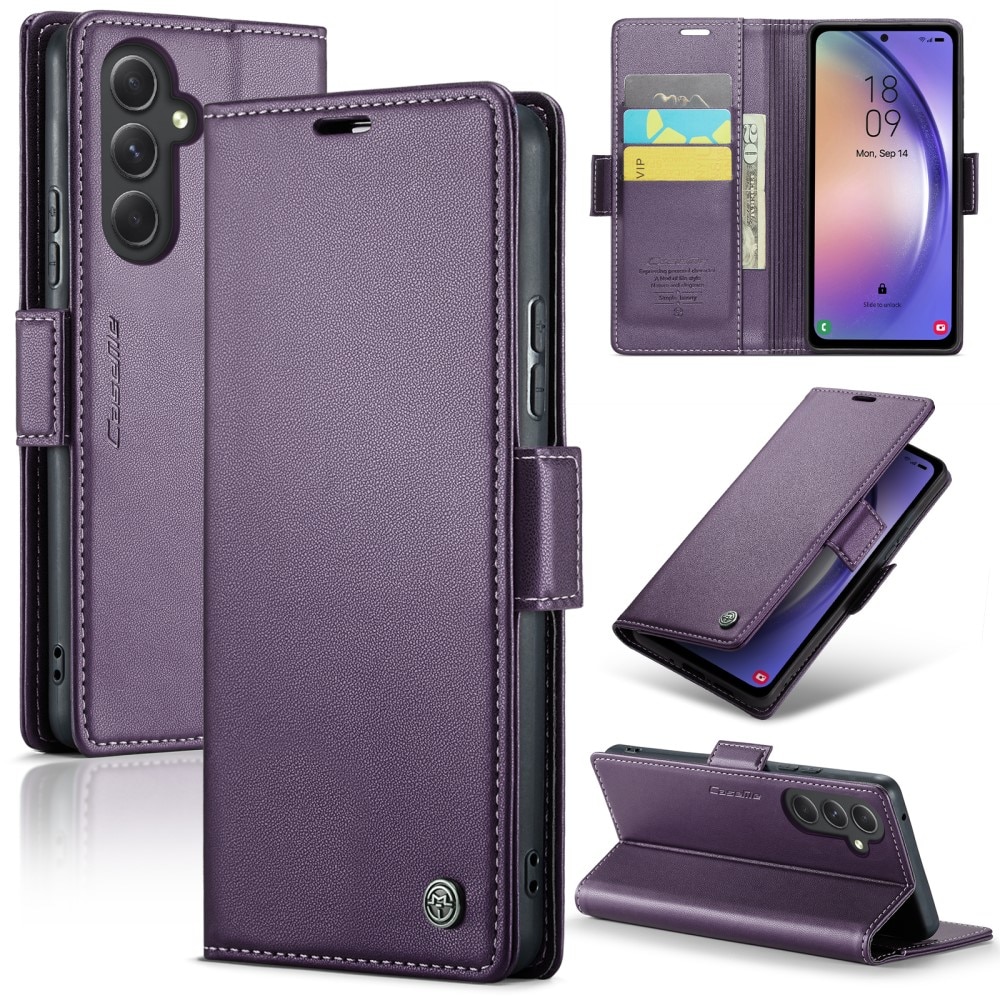 Samsung Galaxy A54 RFID blocking Slim Wallet Case Purple