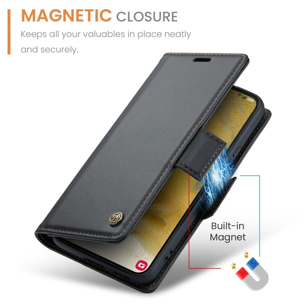 Samsung Galaxy S22 Plus RFID blocking Slim Wallet Case Black