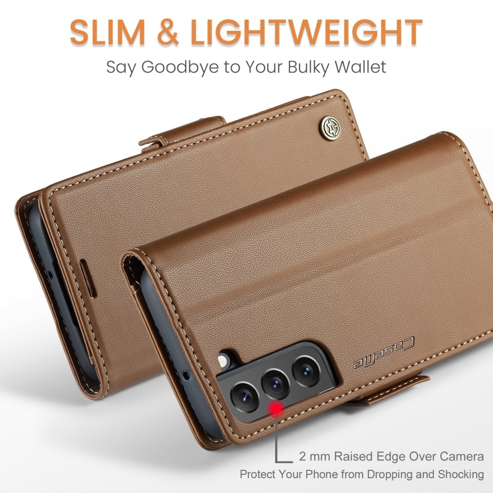 Samsung Galaxy S22 Plus RFID blocking Slim Wallet Case Brown