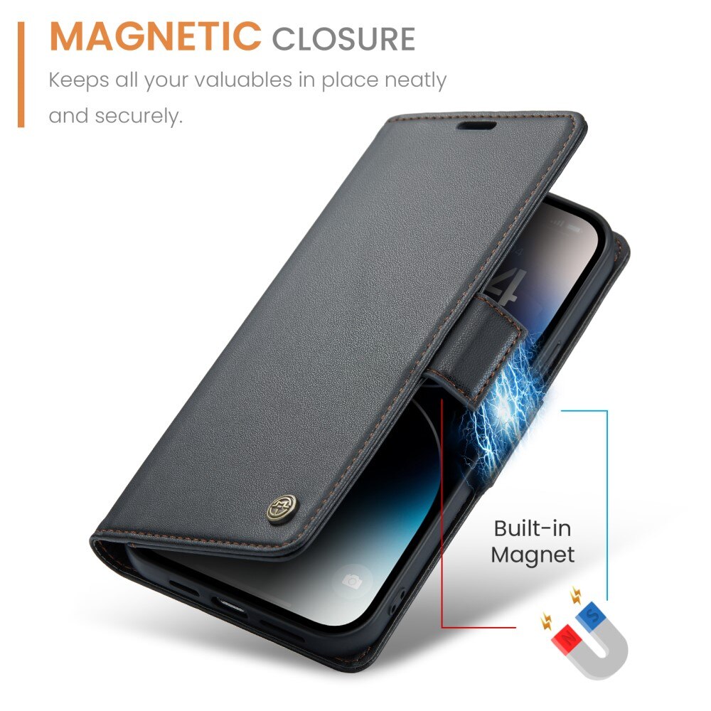 iPhone 14 Pro RFID blocking Slim Wallet Case Black