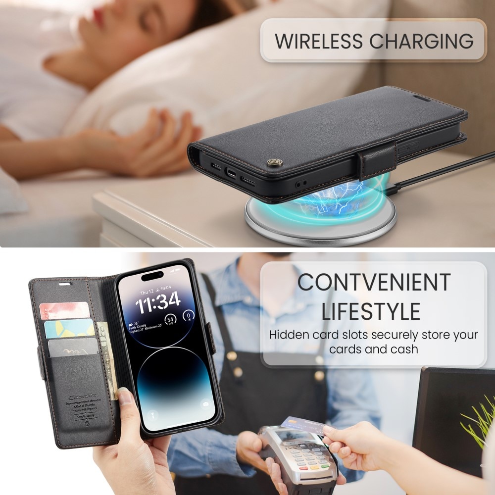 Apple iPhone 14 Pro RFID blocking Slim Wallet Case Black