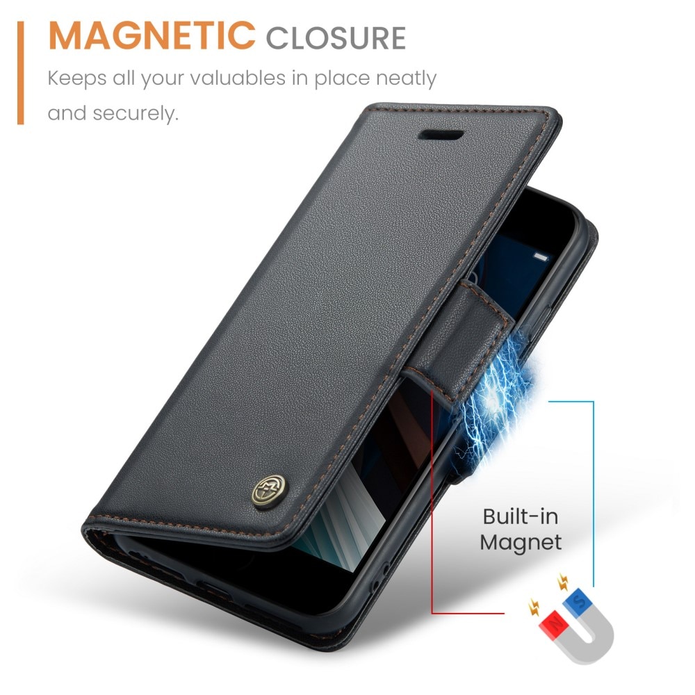 iPhone SE (2022) RFID blocking Slim Wallet Case Black