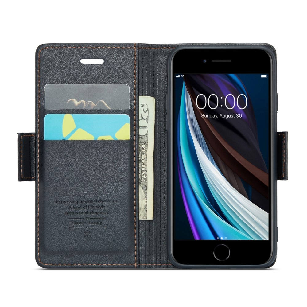 iPhone SE (2022) RFID blocking Slim Wallet Case Black