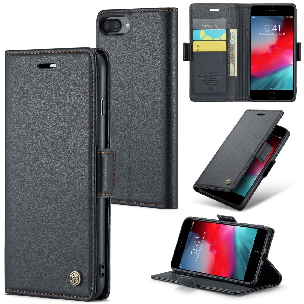 iPhone 7 Plus/8 Plus RFID blocking Slim Wallet Case Black