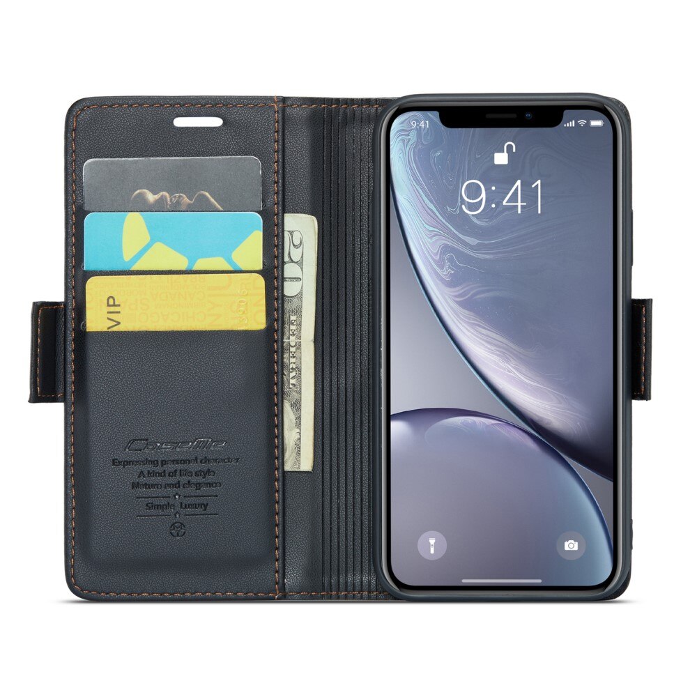 iPhone Xr RFID blocking Slim Wallet Case Black