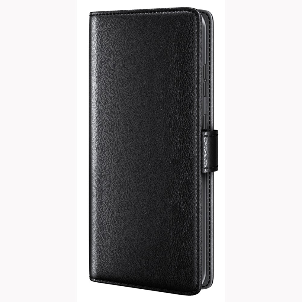 Nokia C32 Genuine Leather Wallet Case Black