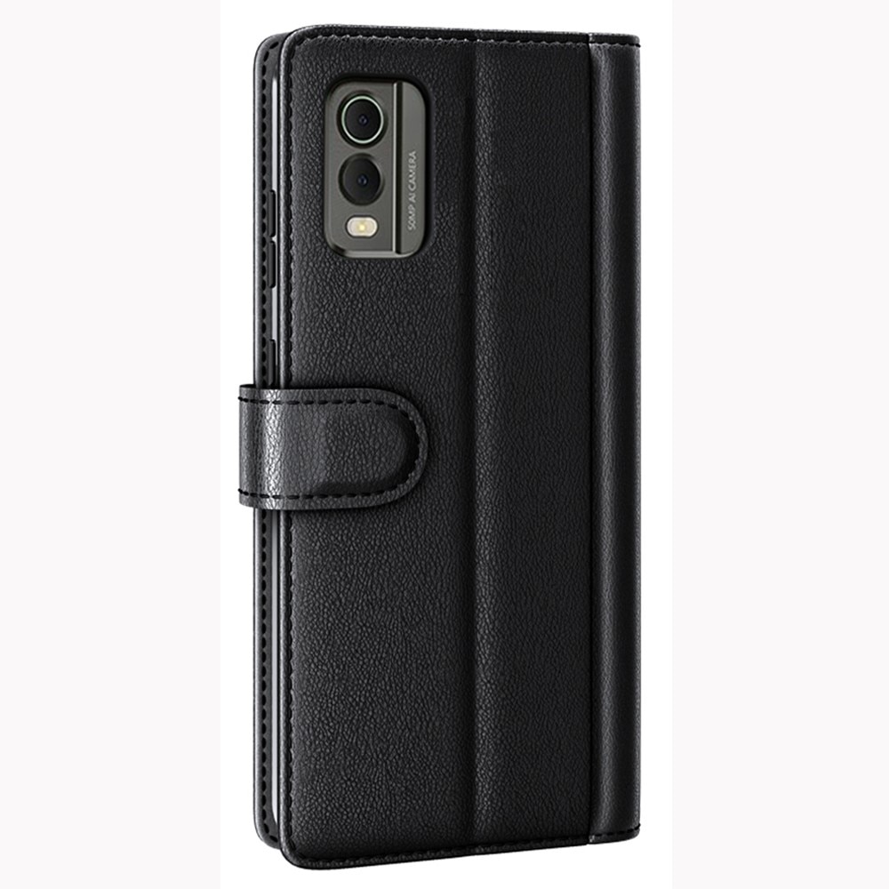 Nokia C32 Genuine Leather Wallet Case Black