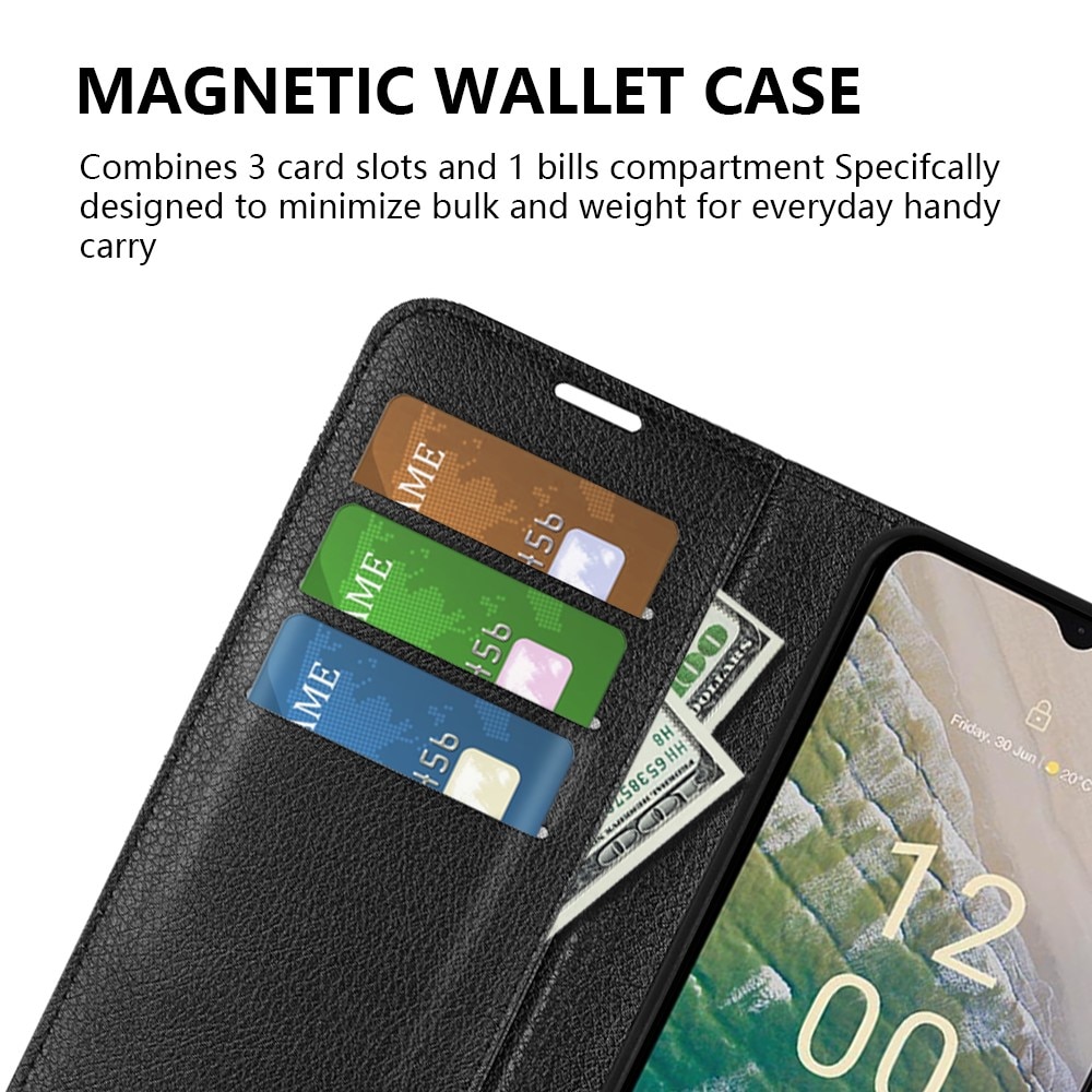 Nokia C32 Wallet Book Cover Black