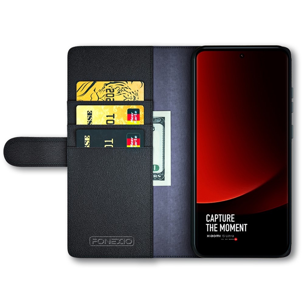 Xiaomi 13 Ultra Genuine Leather Wallet Case Black