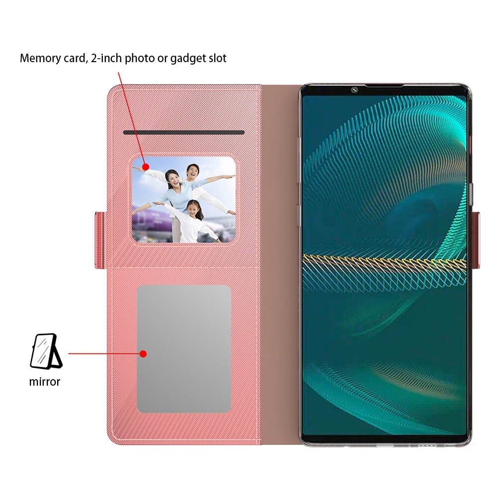 Sony Xperia 1 V Wallet Case Mirror Pink Gold