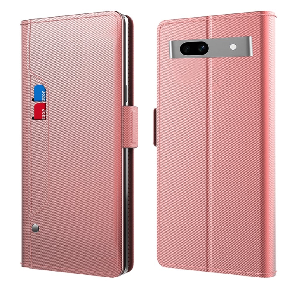Google Pixel 7a Wallet Case Mirror Pink Gold