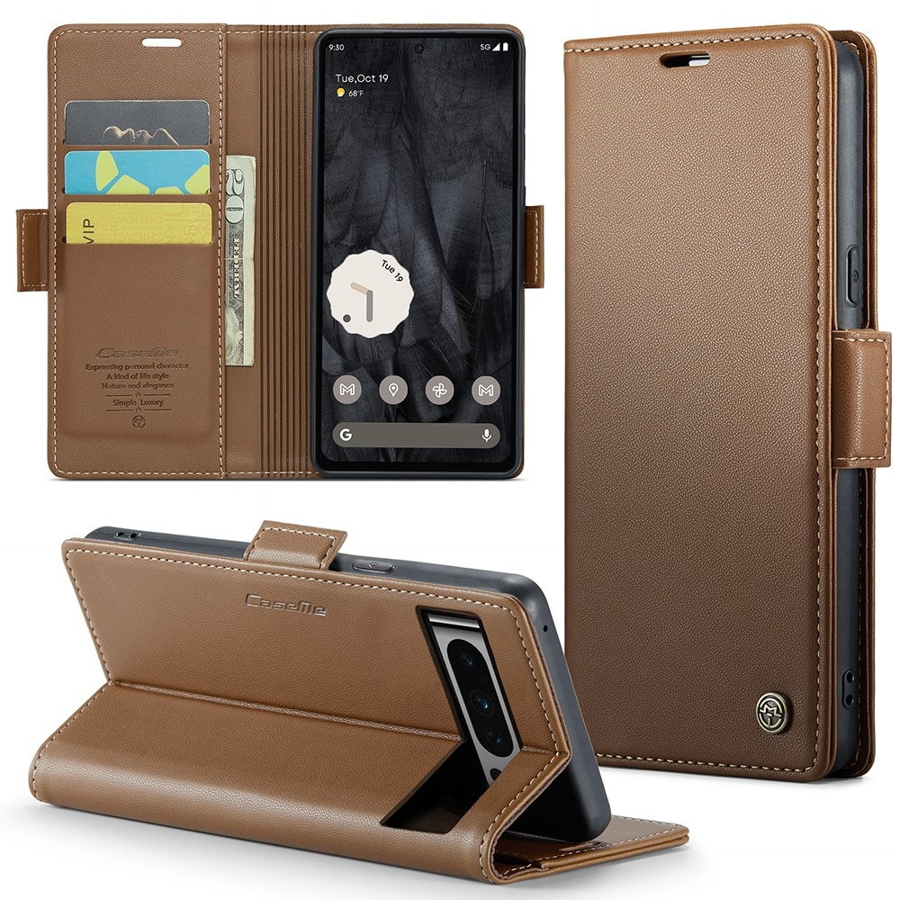 Google Pixel 8 Pro RFID blocking Slim Wallet Case Brown