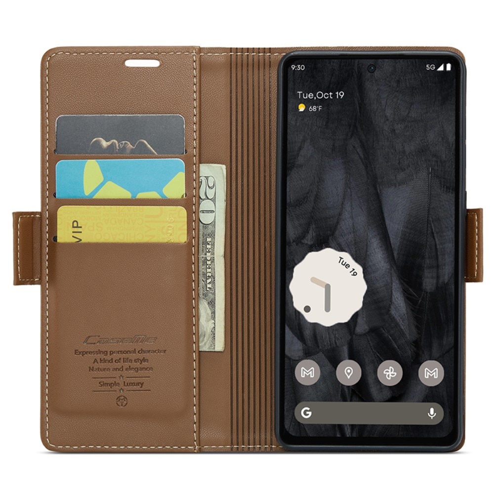 Google Pixel 8 Pro RFID blocking Slim Wallet Case Brown