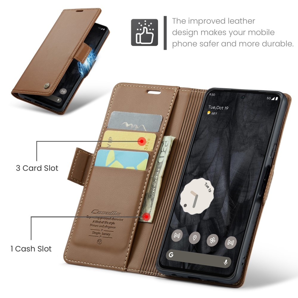 Google Pixel 8 Pro RFID blocking Slim Wallet Case Brown