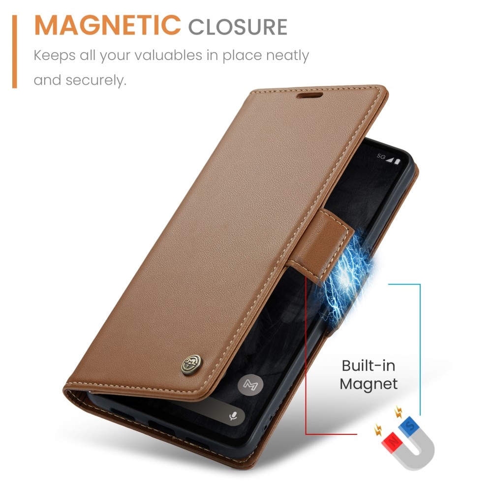 Google Pixel 8 Pro RFID blocking Slim Wallet Case Brown