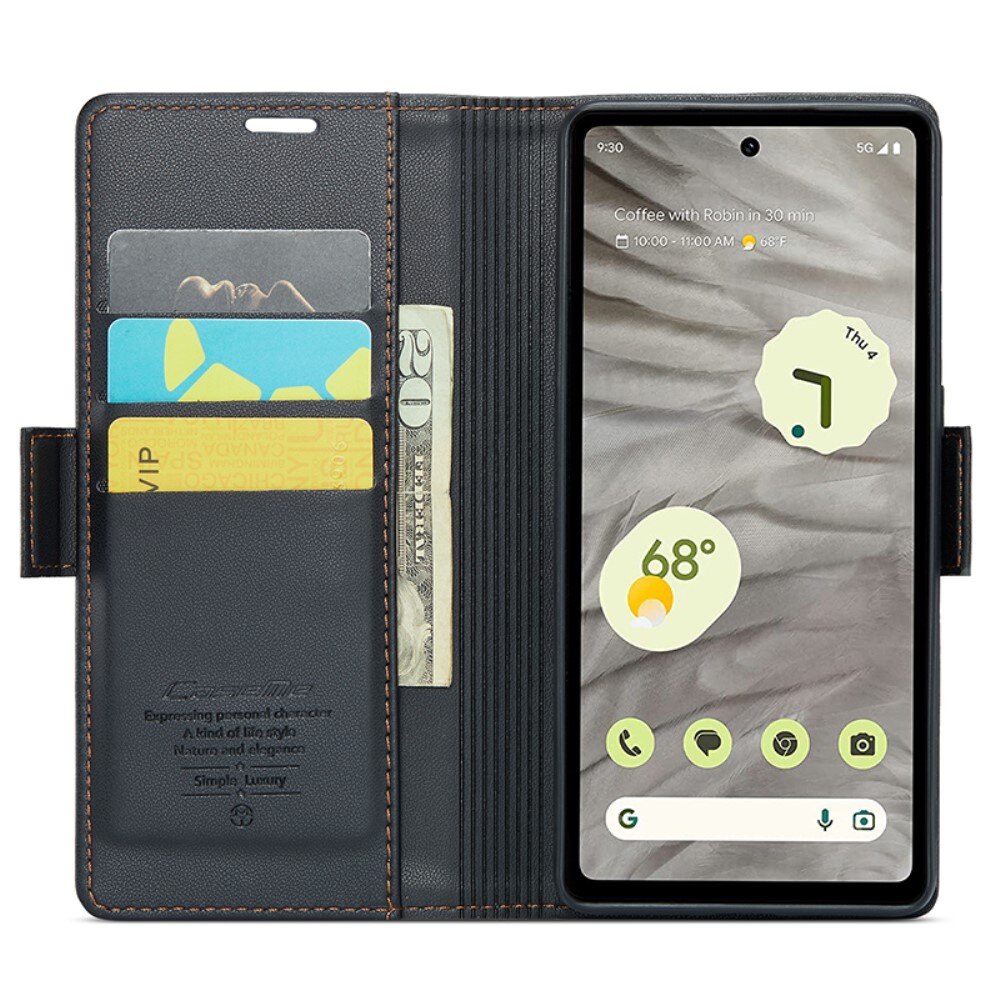 Google Pixel 7a RFID blocking Slim Wallet Case Black