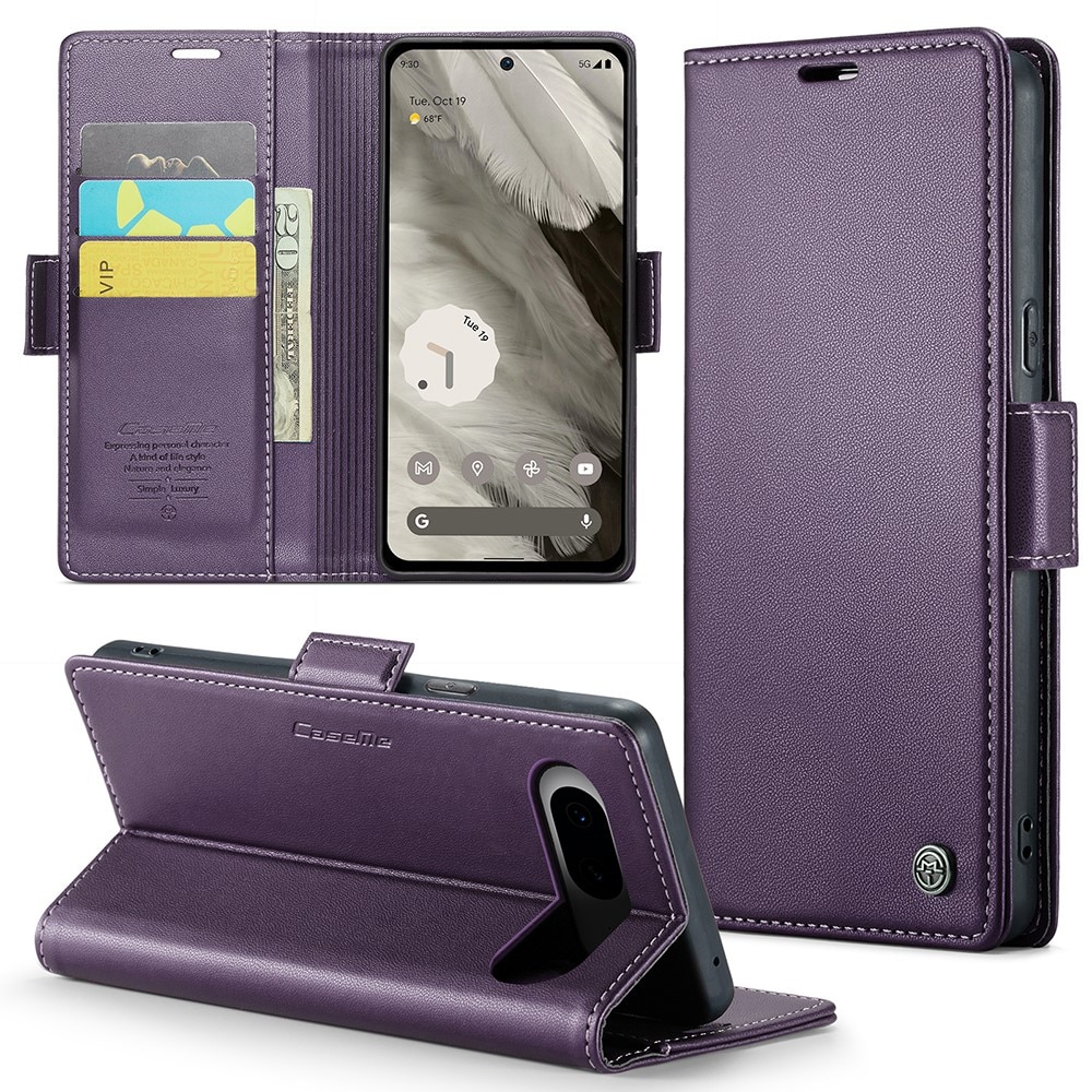 Google Pixel 8 RFID blocking Slim Wallet Case Purple