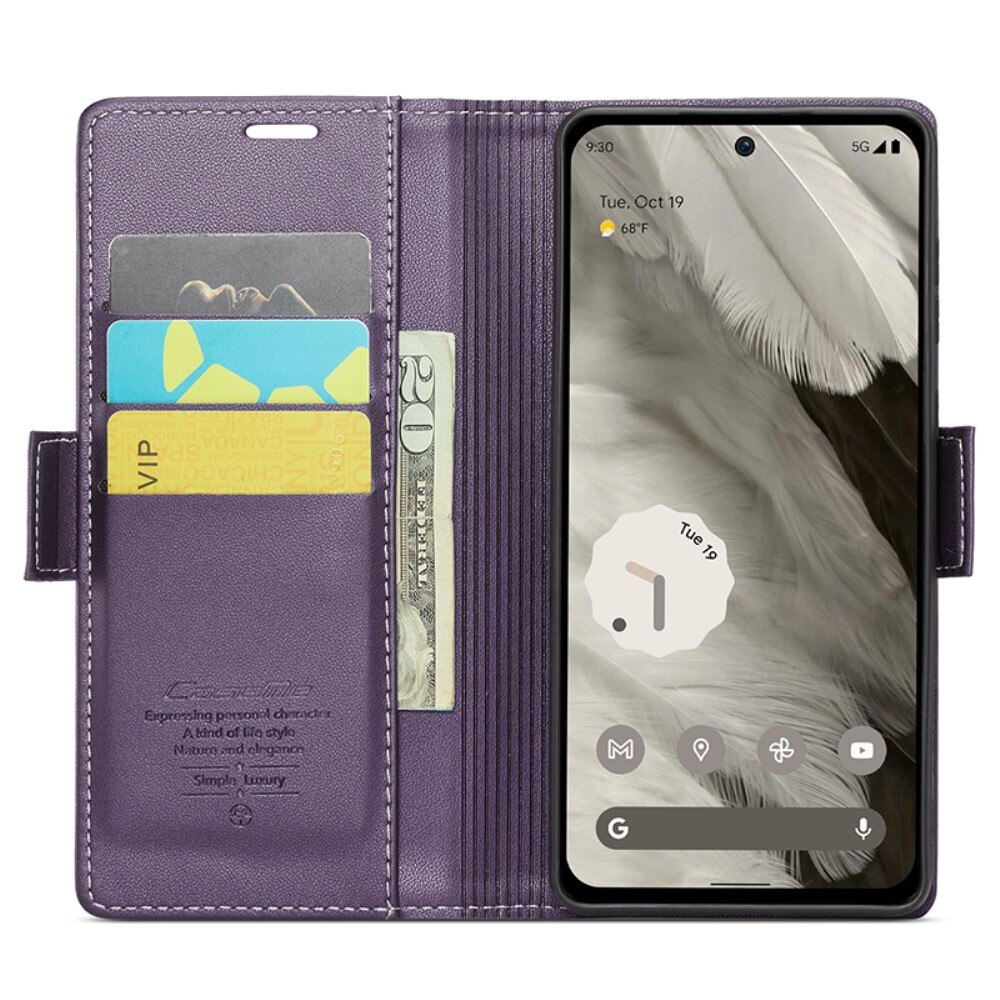 Google Pixel 8 RFID blocking Slim Wallet Case Purple